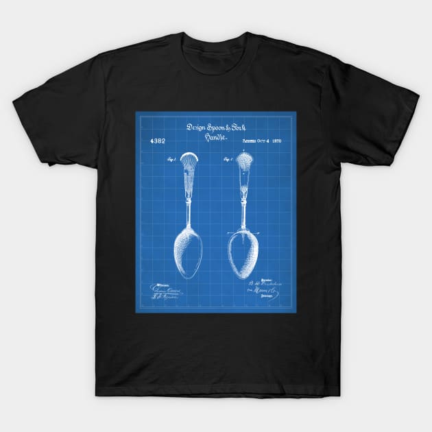 Kitchen Spoon Patent - Cooking Baker Kitchen Decor Art - Blueprint T-Shirt by patentpress